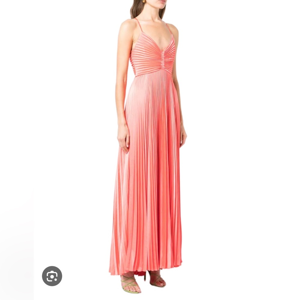 NWT - A.L.C Aries Satin Pleated Dress in a pink/peach, size 0
